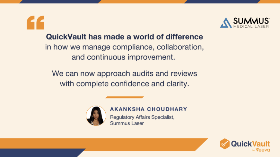 Regulatory Affairs Specialist, Akanksha Choudhary, testimonial of QuickVault