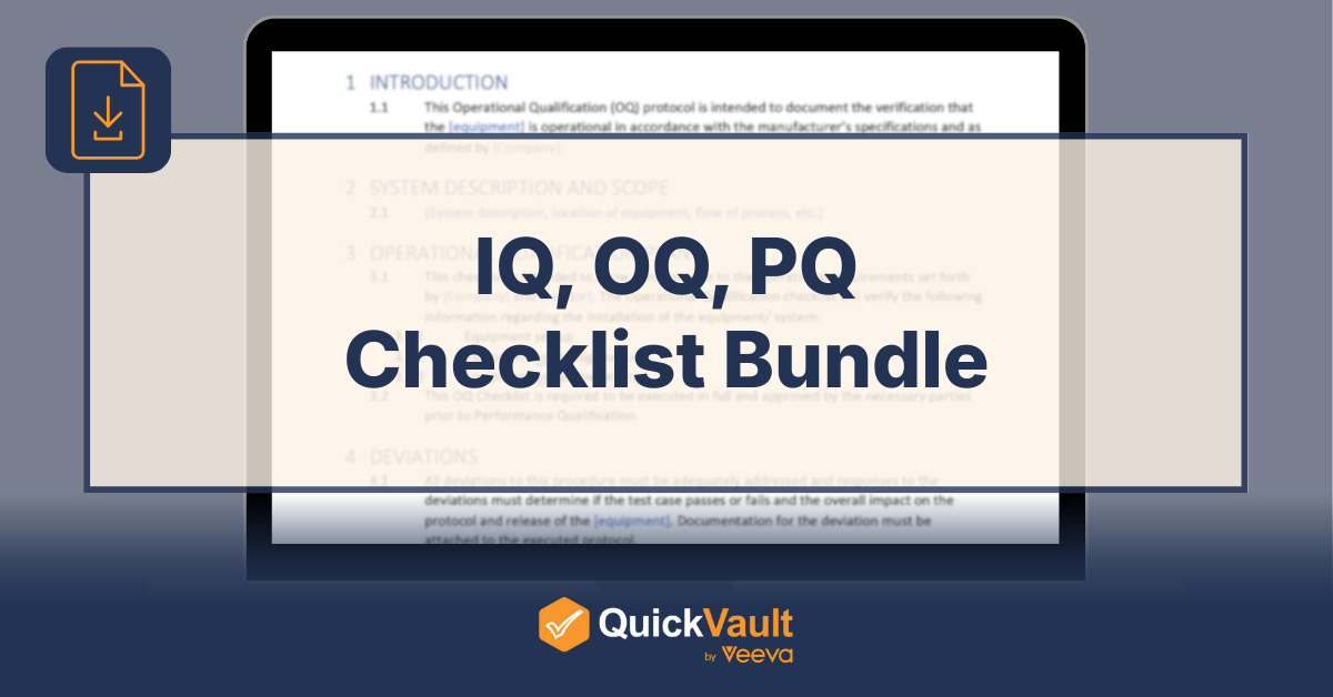 IQ, OQ, PQ Checklist Bundle - free download
