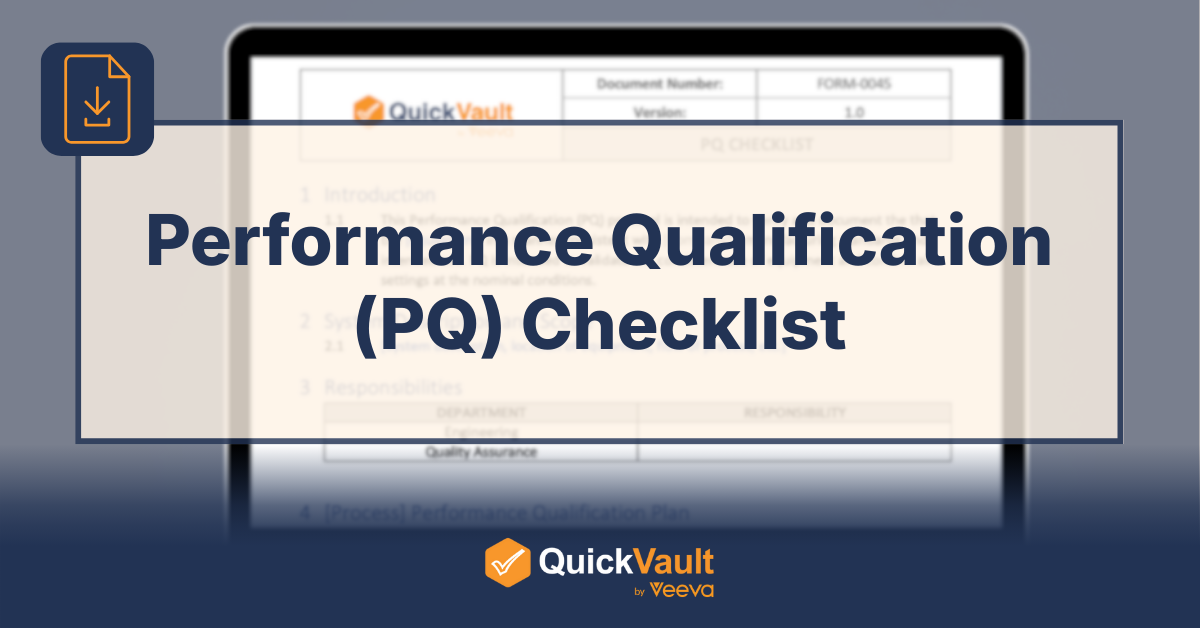 Performance Qualification (PQ) Checklist - download